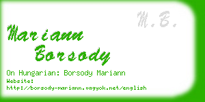 mariann borsody business card